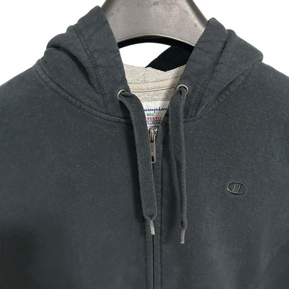 Champion Hooded Pullover Full Zip Sweatshirt Size YXL Black Thick - Picture 5 of 6